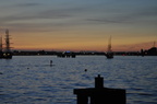 Rostocker Stadthafen im Abendlicht.